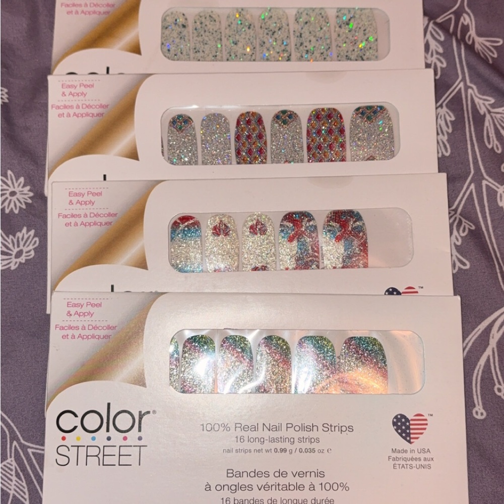 Color Street Glitter and Multicolor Nail Strips 4pk